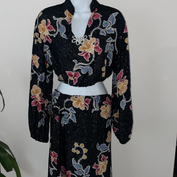Black Rosy Shirt Dress with Skirt coord Set